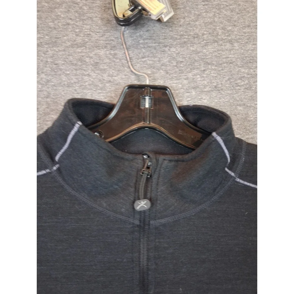 Terramar Womens Jacket XL‎ Black Fleece 1/4 Zip Merino Wool Blend Baselayer